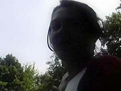 A Curvy German Slut Pleasing Her Muff Outdoors
