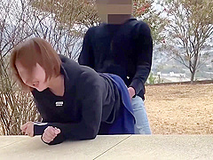 Amateur Japanese Babe Gets Fucked In The Backyard
