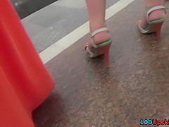 Amateur public upskirt clip by cutie in G-string