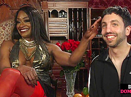 BDSM muscular Ebony domina fucks sub after whipping