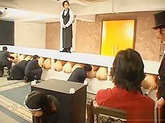 Bare butt Japanese chicks licked at a gloryhole party