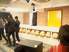 Bare butt Japanese chicks licked at a gloryhole party