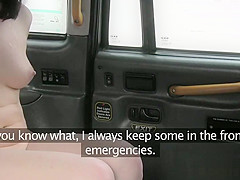 Bigtits nurse facialized in back of a cab