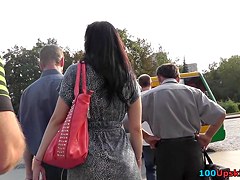 Bimbo in leopard costume concupiscent upskirt