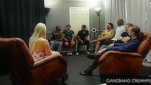 Blonde Milf Uses Her Big Tits In Blowbang And Gangbang
