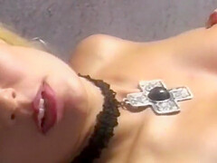 Blonde Slut On A Lounge Chair Sucks A Cock And Fucks