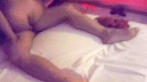 Blonde with a cuckold blowing her hair and her husband just jacking off