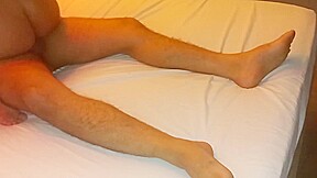 Blonde with a cuckold blowing her hair and her husband just jacking off