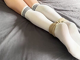 Brat Tied Up And Muzzled In Knee High Socks