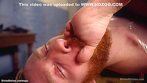 Busty Femdom Pegging Bent Over Man Sub