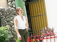 Cameltoe on a lady in business clothes