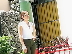 Cameltoe on a lady in business clothes