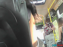 Camera guy tries to film fat brunette's upskirt view