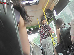 Camera guy tries to film fat brunette's upskirt view