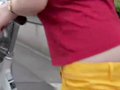 Candid ass of nursing Step mom in the city is shot