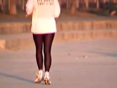 Candid teen 18+ is running so fast in front of the camera 03zf