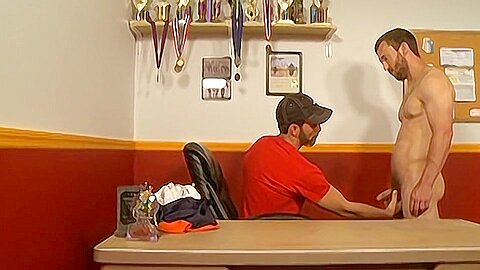 Caught Sucking Cock In Coaches Office - Joe Parker, Mike Gaite & Tryp Bates