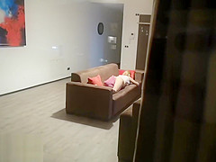 Caught my neighbor horny wife playing while home alone
