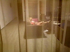 Caught my neighbor horny wife playing while home alone