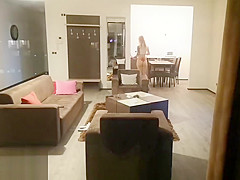 Caught my neighbor horny wife playing while home alone