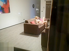 Caught my neighbor horny wife playing while home alone