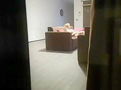 Caught my neighbor horny wife playing while home alone