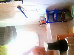 Chubby wife washing her body