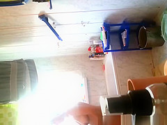 Chubby wife washing her body