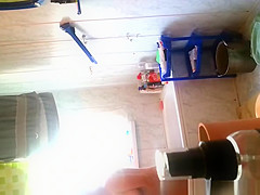 Chubby wife washing her body