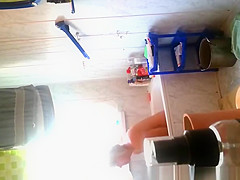 Chubby wife washing her body