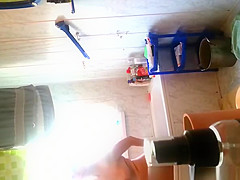 Chubby wife washing her body