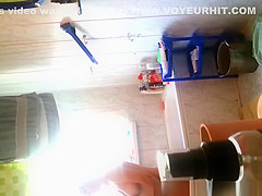 Chubby wife washing her body
