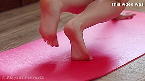 Close Up On Flexible Feet During Exercise & Stretching
