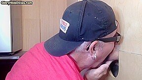 Cum loving gloryhole DILF sucks rod in BJ action at home