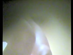 Dressing room girl in panty thong and with nude pussy