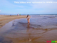 Eurocouple Finds Asian Cutie On The Beach - Shafted With Katana