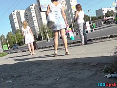 Fair-skinned sweet butt on the great upskirts tube