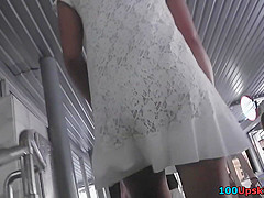First-class upskirting scene demonstrates nice thong