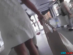 First-class upskirting scene demonstrates nice thong