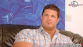German lucky housewife is allowed to fuck a bodybuilder at casting