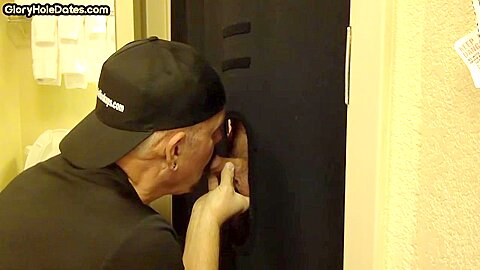 Gloryhole greedy amateur DILF sucks penis at his home