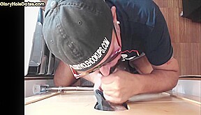 Gloryhole homemade DILF takes cum in mouth after blowjob