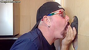 Gloryhole homemade DILF takes cum in mouth after blowjob