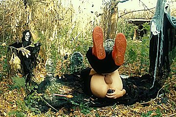 Halloween Moaning Demon Gets Prostate Orgasm By Vibrating Big Black Dildo