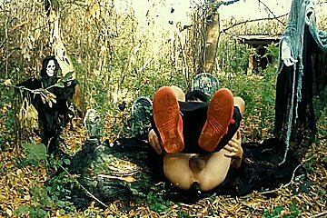Halloween Moaning Demon Gets Prostate Orgasm By Vibrating Big Black Dildo