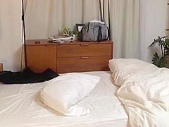 Hot japanese girl grinds on one-eyed monster