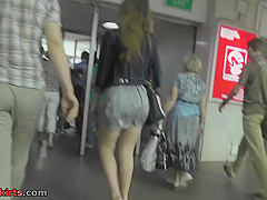 Hot upskirts of the amateur woman with slender butt