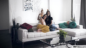 Hung Stepson Caught His Lesbian Step moms Having Sex