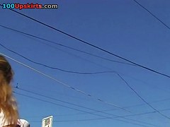 Hunting for upskirt booties outdoors