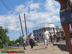 Lengthy-haired sweetheart in spy upskirt vid